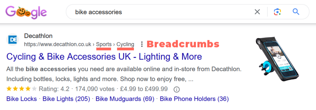 Website Breadcrumbs in Google SERPs