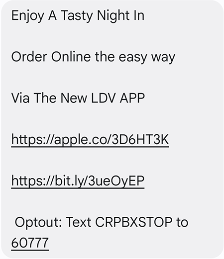 Example of SMS Marketing