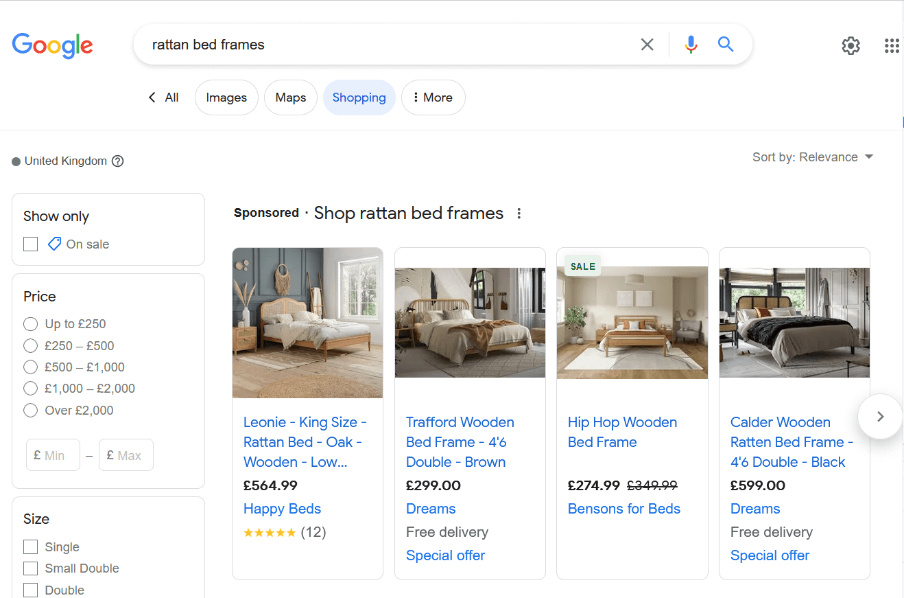 Google Shopping Sponsored Section