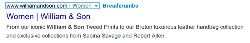 Breadcrumbs SERPs