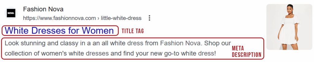 Google SERPs Screenshot - Shopify Site Title Tag & Meta Description