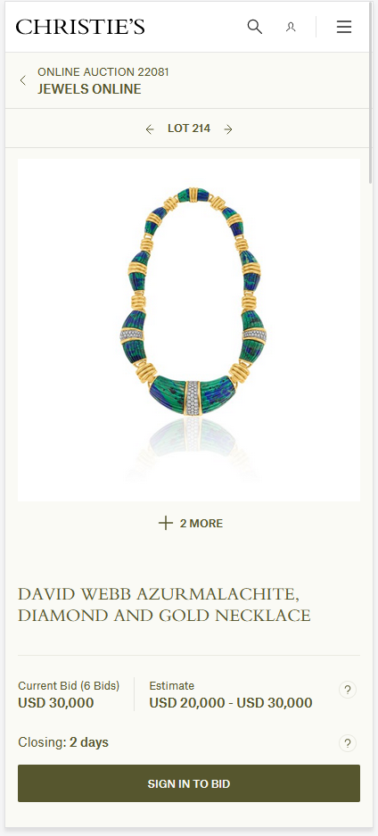 Mobile eCommerce Best Practices for UX - Christie's