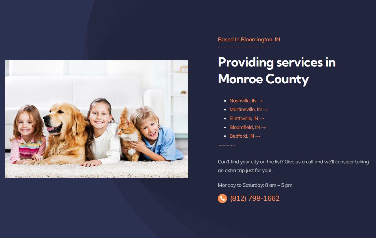 Brothers Carpet Cleaning Bloomington IN: Service Area Section