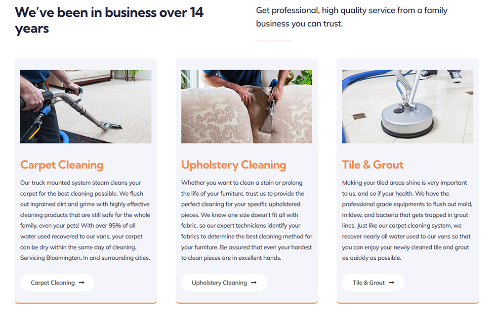 Brothers Carpet Cleaning Bloomington IN: Services Section