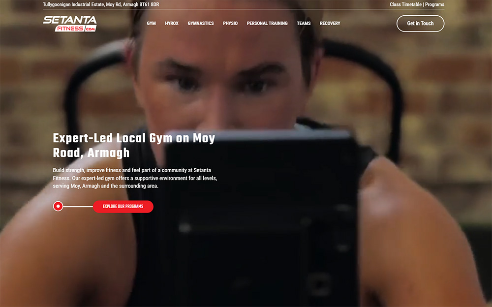 Setanta Fitness WordPress Website Redesign