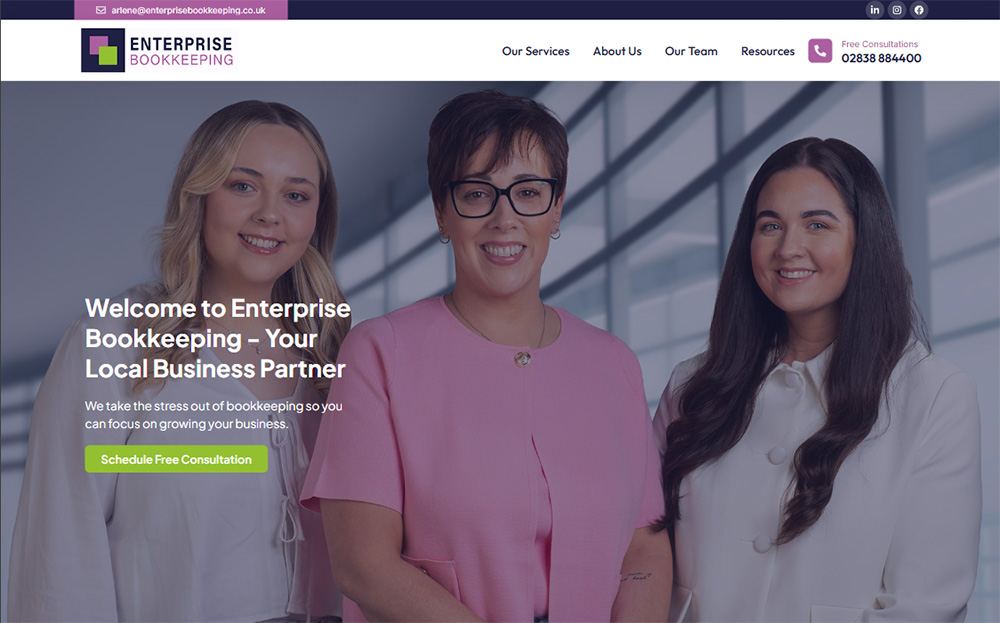 Enterprise Bookkeeping One Page WordPress Website