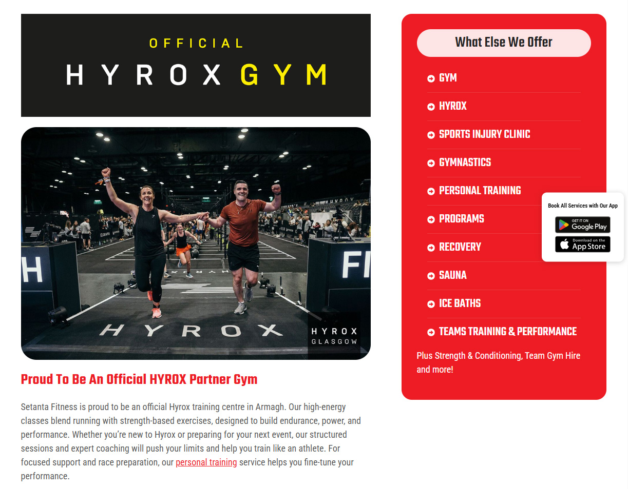 Setanta Fitness HYROX partner gym section