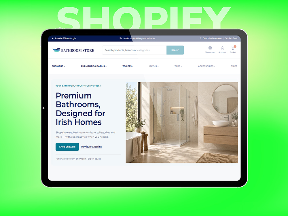Bathroom Store Ireland - Shopify Website Redesign, UX and SEO