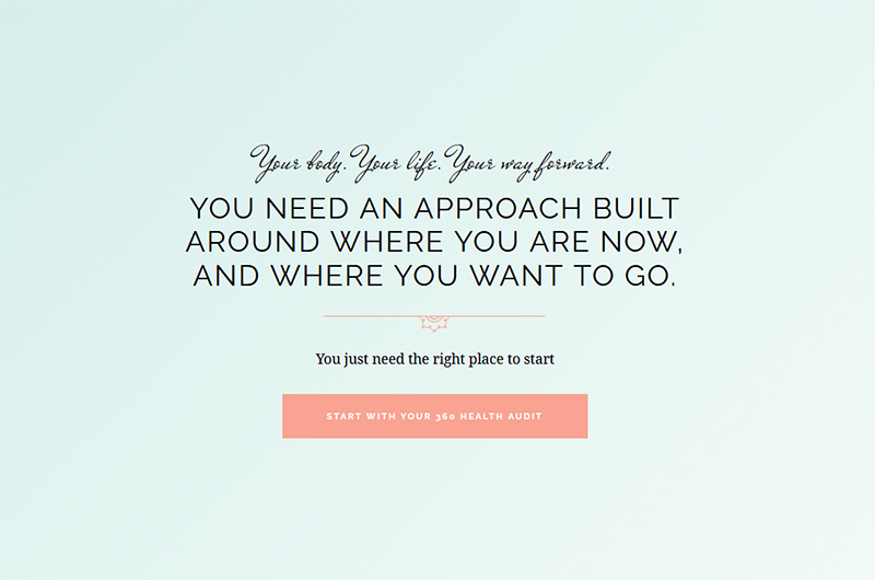Karen Wasson Coaching website section inviting visitors to start with a 360 Health Audit.